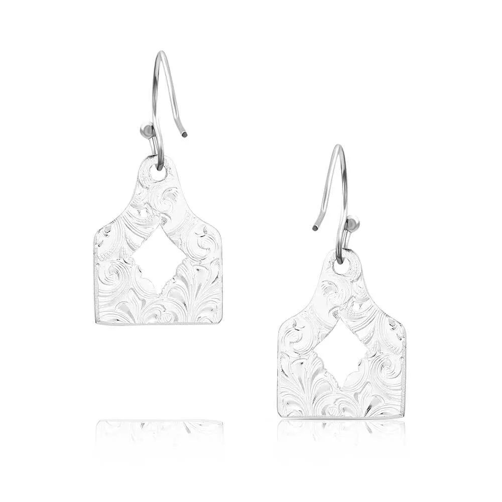 Montana Silversmith Out West Cow Tag Earrings