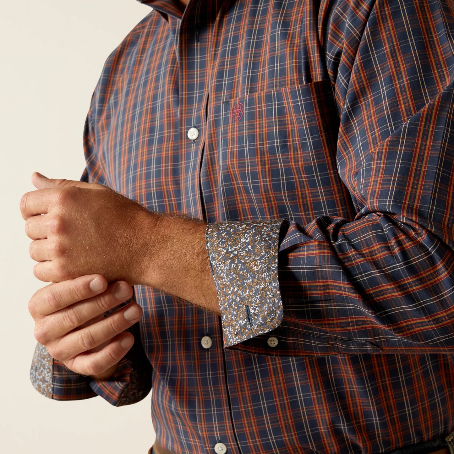 Ariat Navy Plaid Classic Fit Button Up Shirt