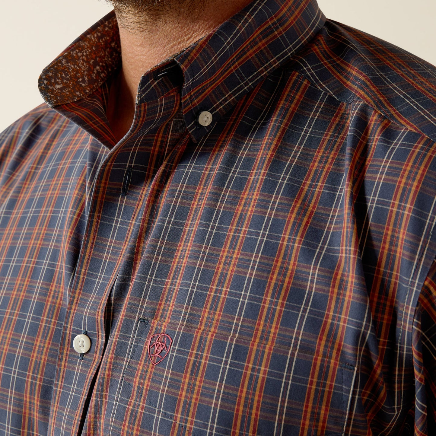 Ariat Navy Plaid Classic Fit Button Up Shirt