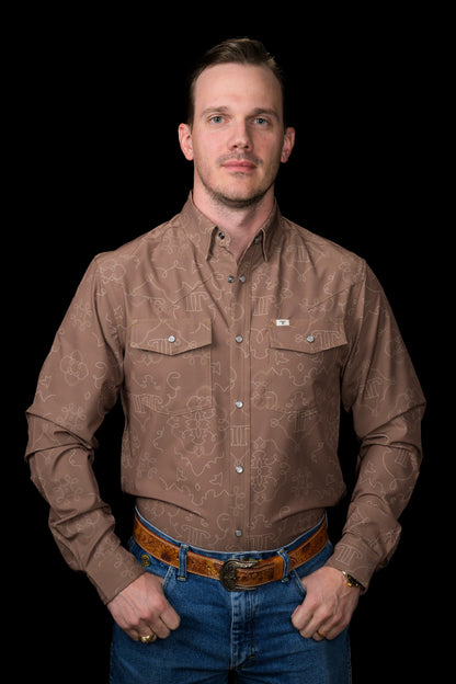 Ferrell The Carson in Brown - Long Sleeve Snap Shirt