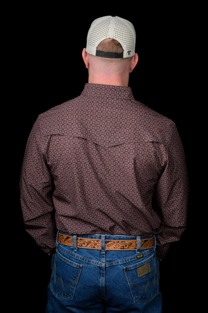 Ferrell The Silas in Brown - Long Sleeve Snap Shirt
