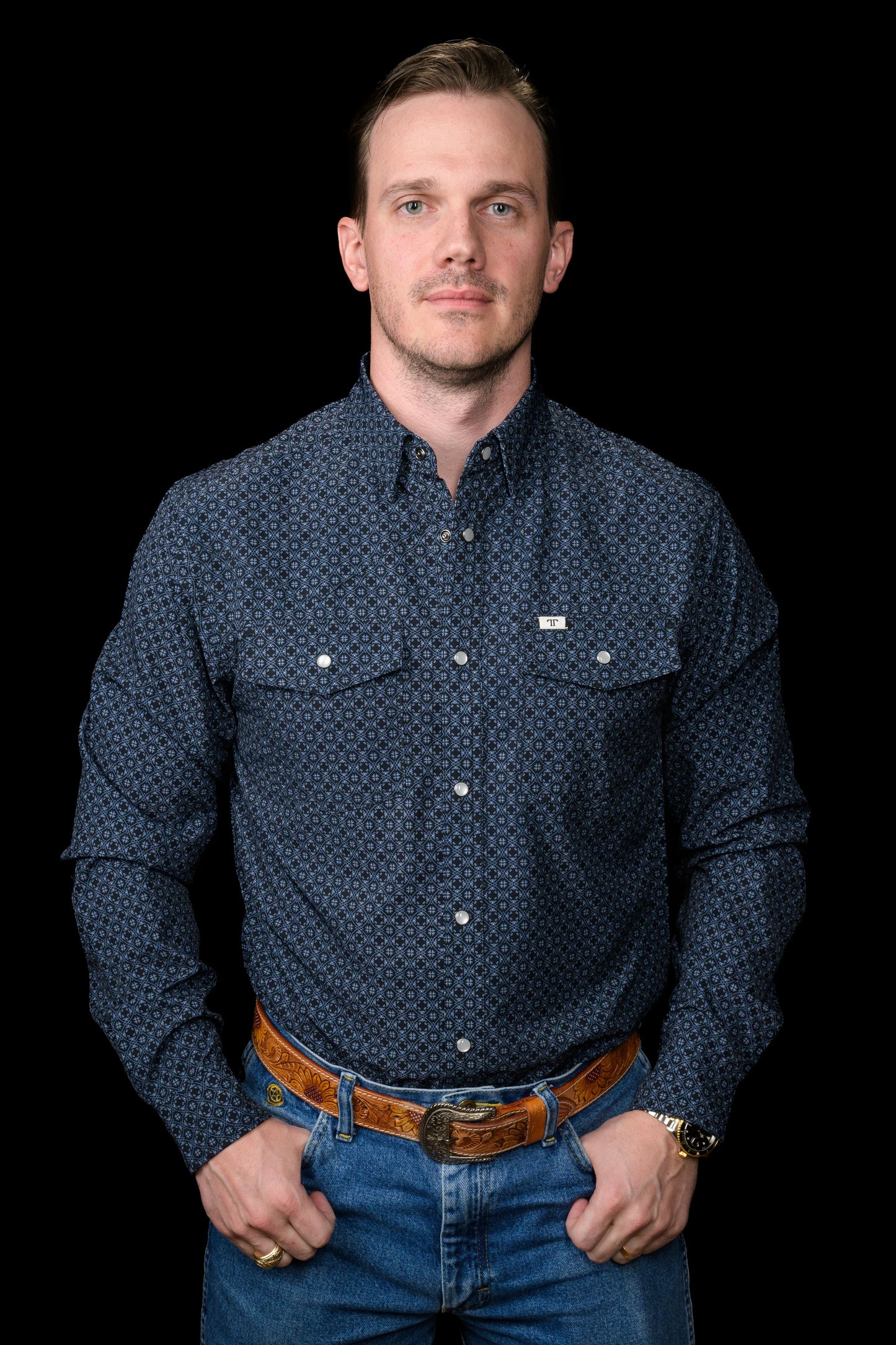 Ferrell The Silas in Black - Long Sleeve Snap Shirt