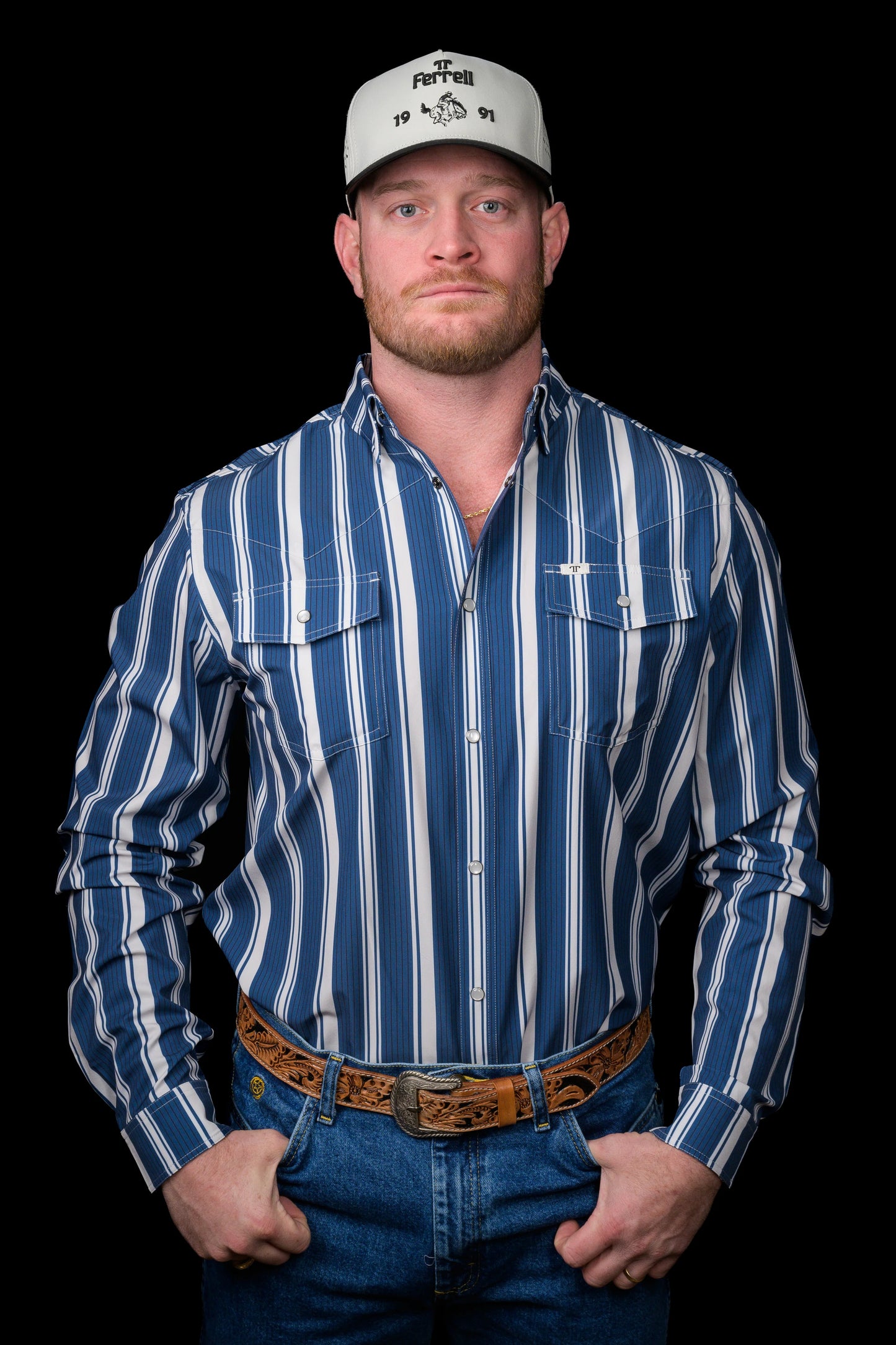 Ferrell The Atlas in Blue - Long Sleeve Snap Shrit