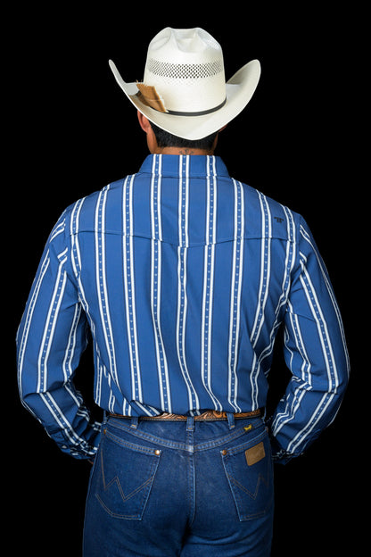 Ferrel The Tucker in Blue - Long Sleeve Snap Shirt
