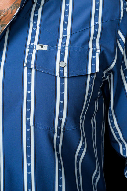 Ferrel The Tucker in Blue - Long Sleeve Snap Shirt