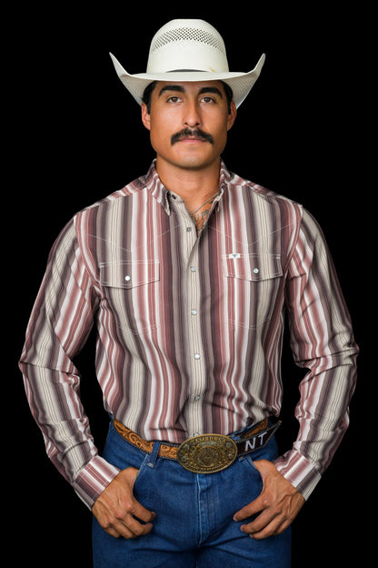 Ferrell The Harrison in Brown - Long Sleeve Snap Shirt