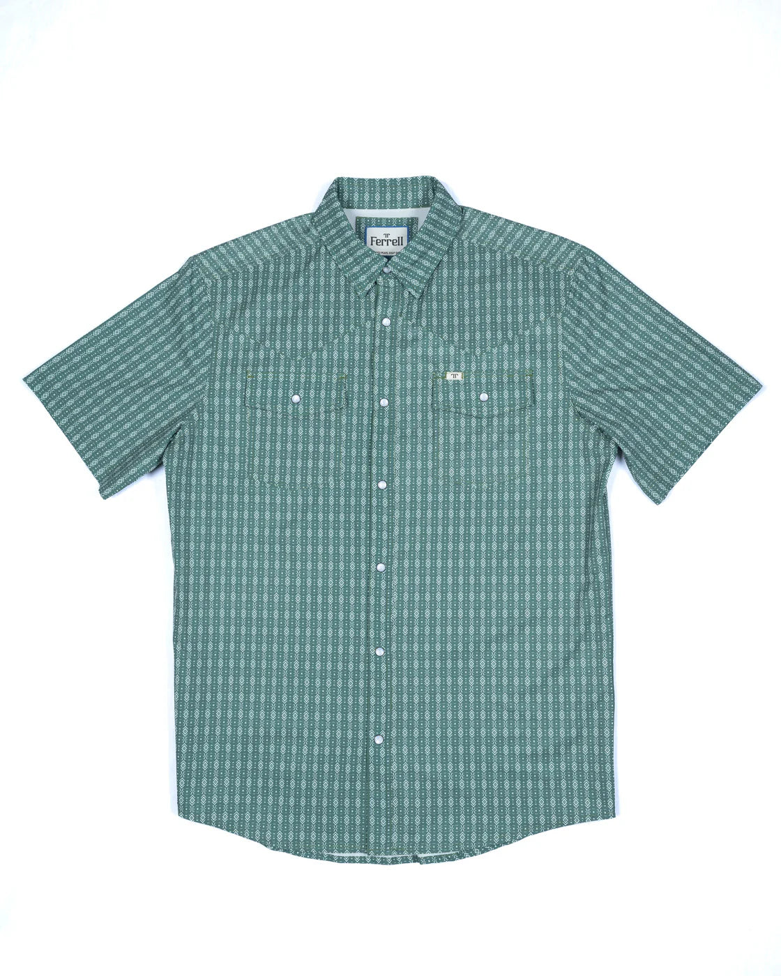 Ferrell Aztec - Green Short Sleeve Snap Shirt