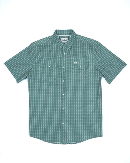 Ferrell Aztec - Green Short Sleeve Snap Shirt