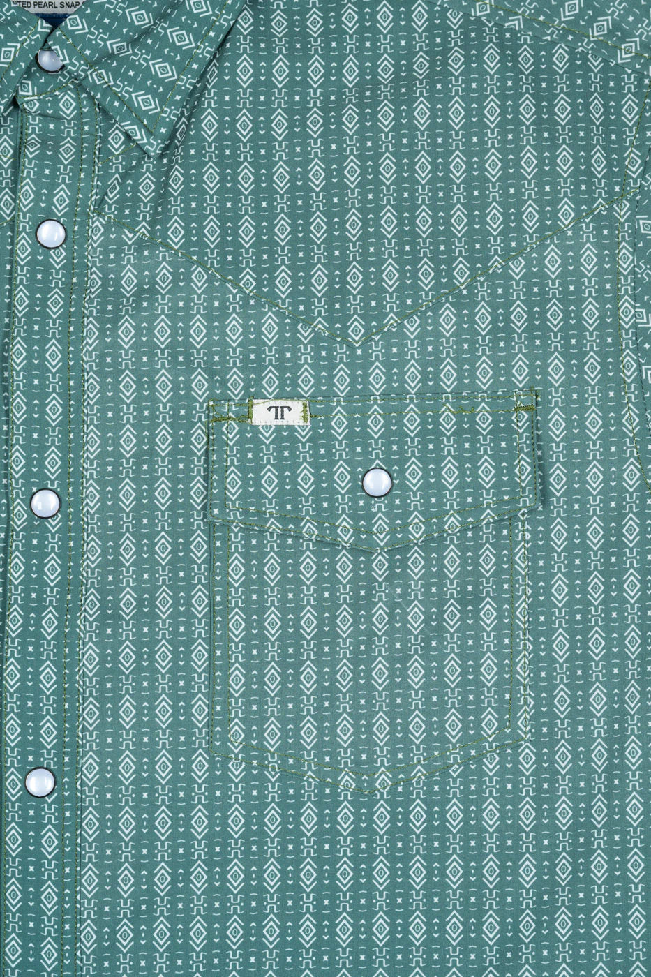 Ferrell Aztec - Green Short Sleeve Snap Shirt