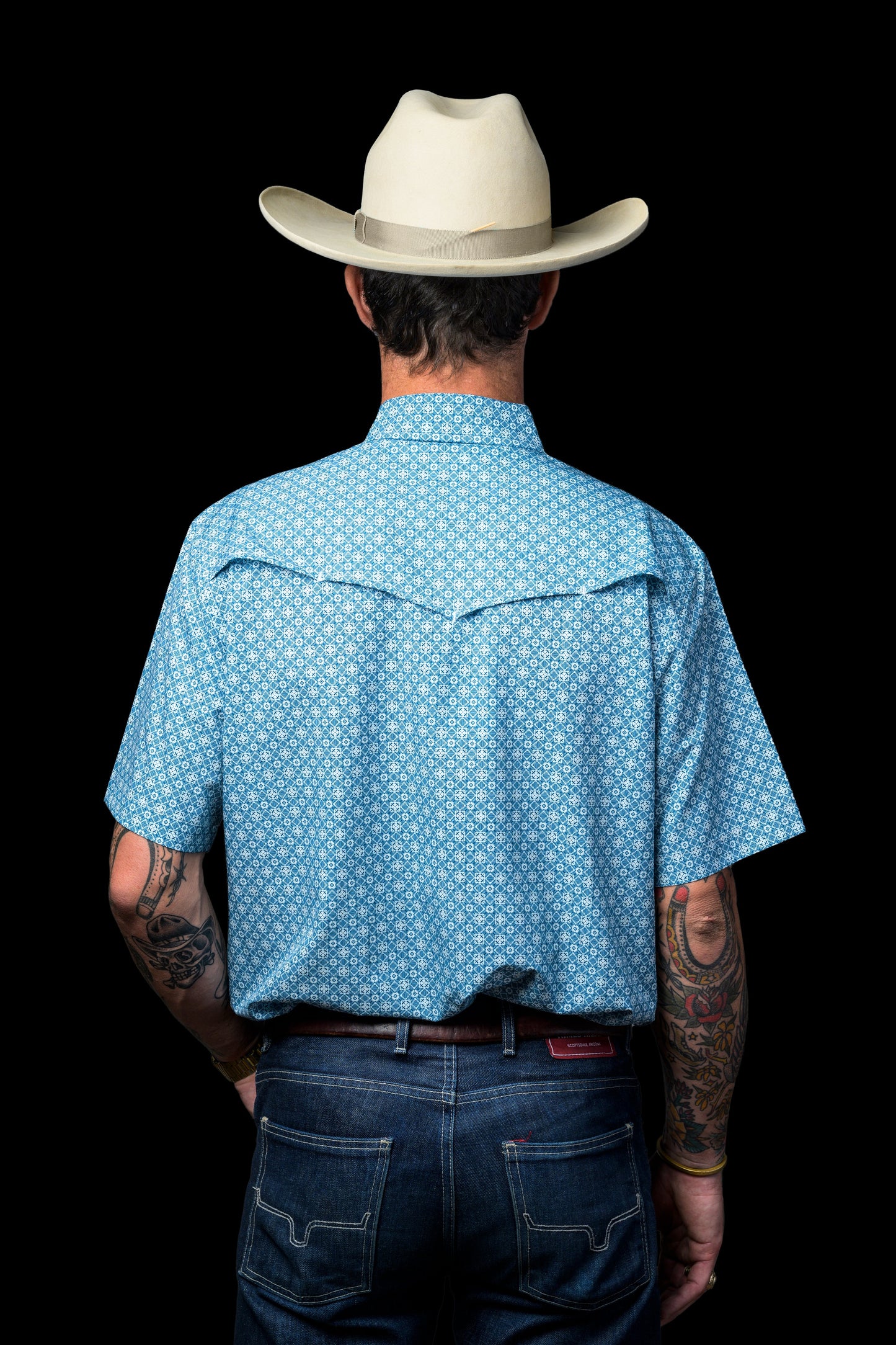 Ferrell Diamond Short Sleeve Snap Shirt Blue