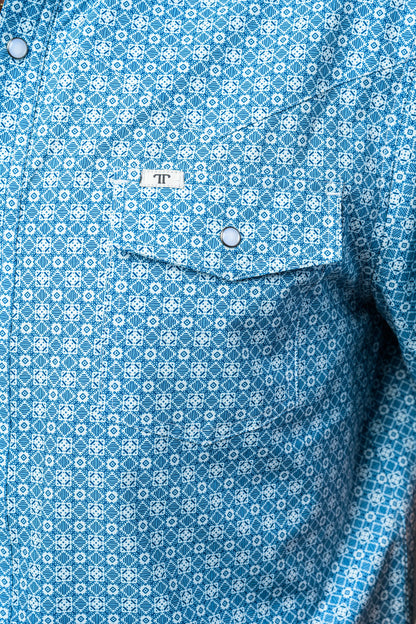 Ferrell Diamond Short Sleeve Snap Shirt Blue