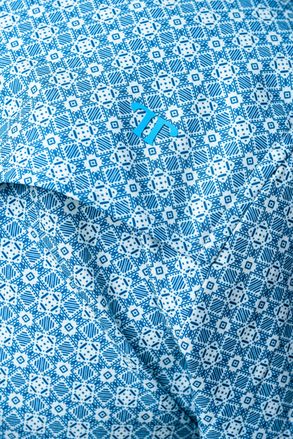 Ferrell Diamond Short Sleeve Snap Shirt Blue