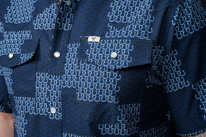 Ferrell The Dallas - Blue Short Sleeve Snap Shirt
