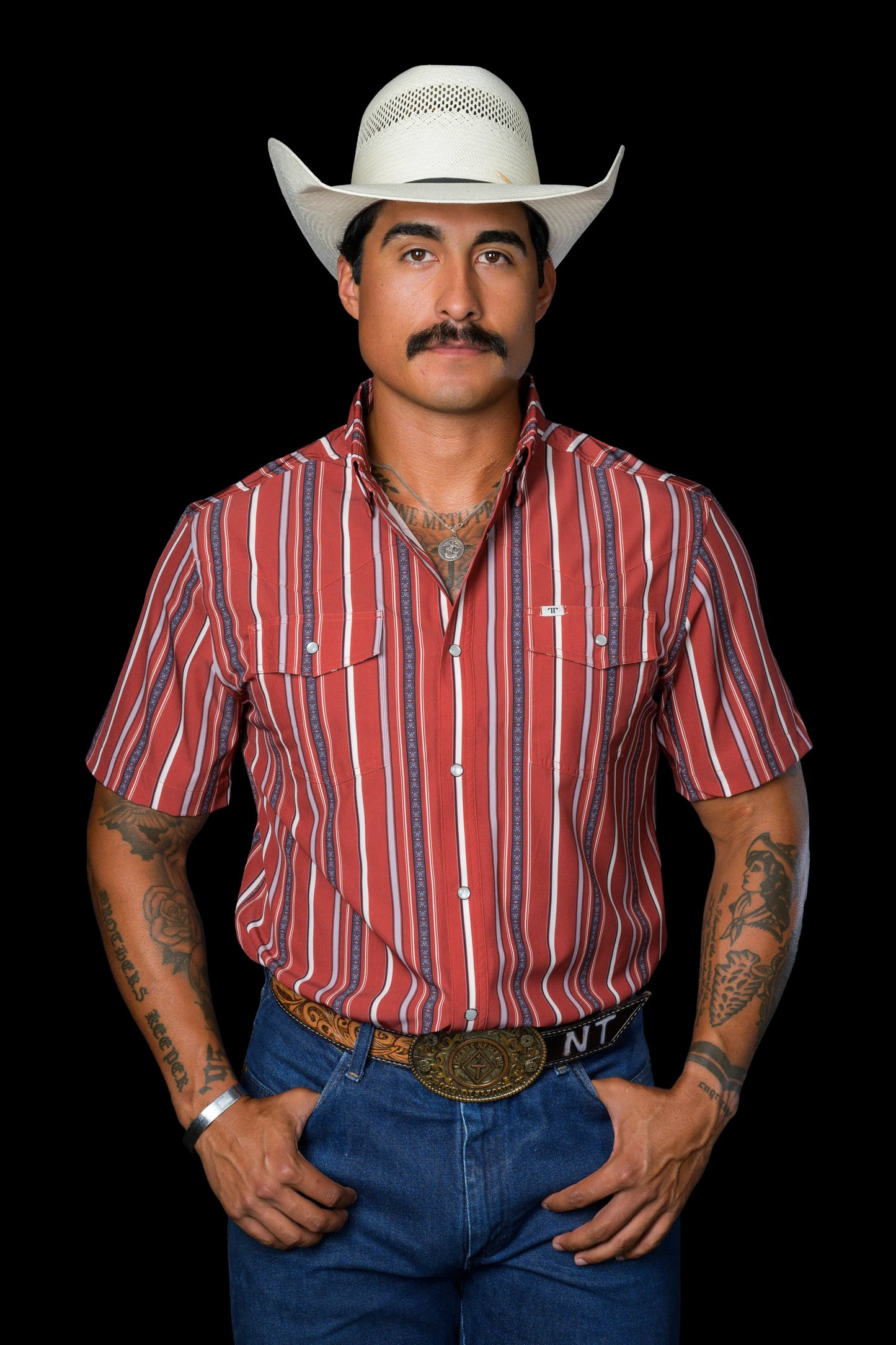 Ferrell The Brooks in Red - Short Sleeve Snap Shirt