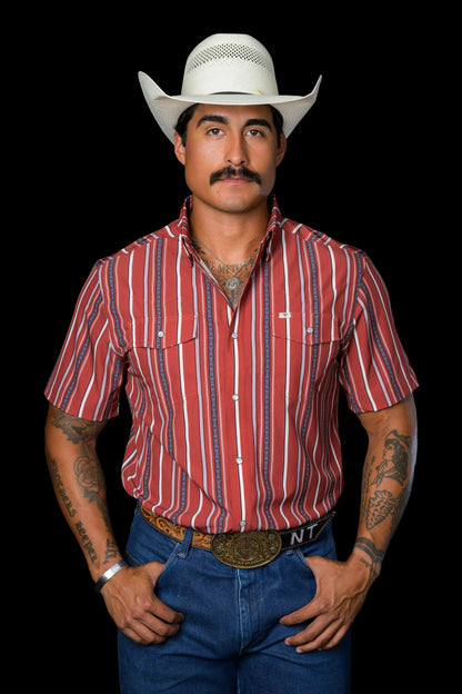 Ferrell The Brooks in Red - Short Sleeve Snap Shirt