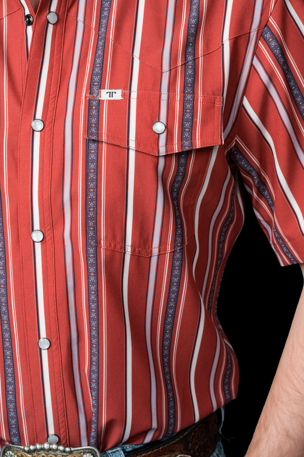Ferrell The Brooks in Red - Short Sleeve Snap Shirt