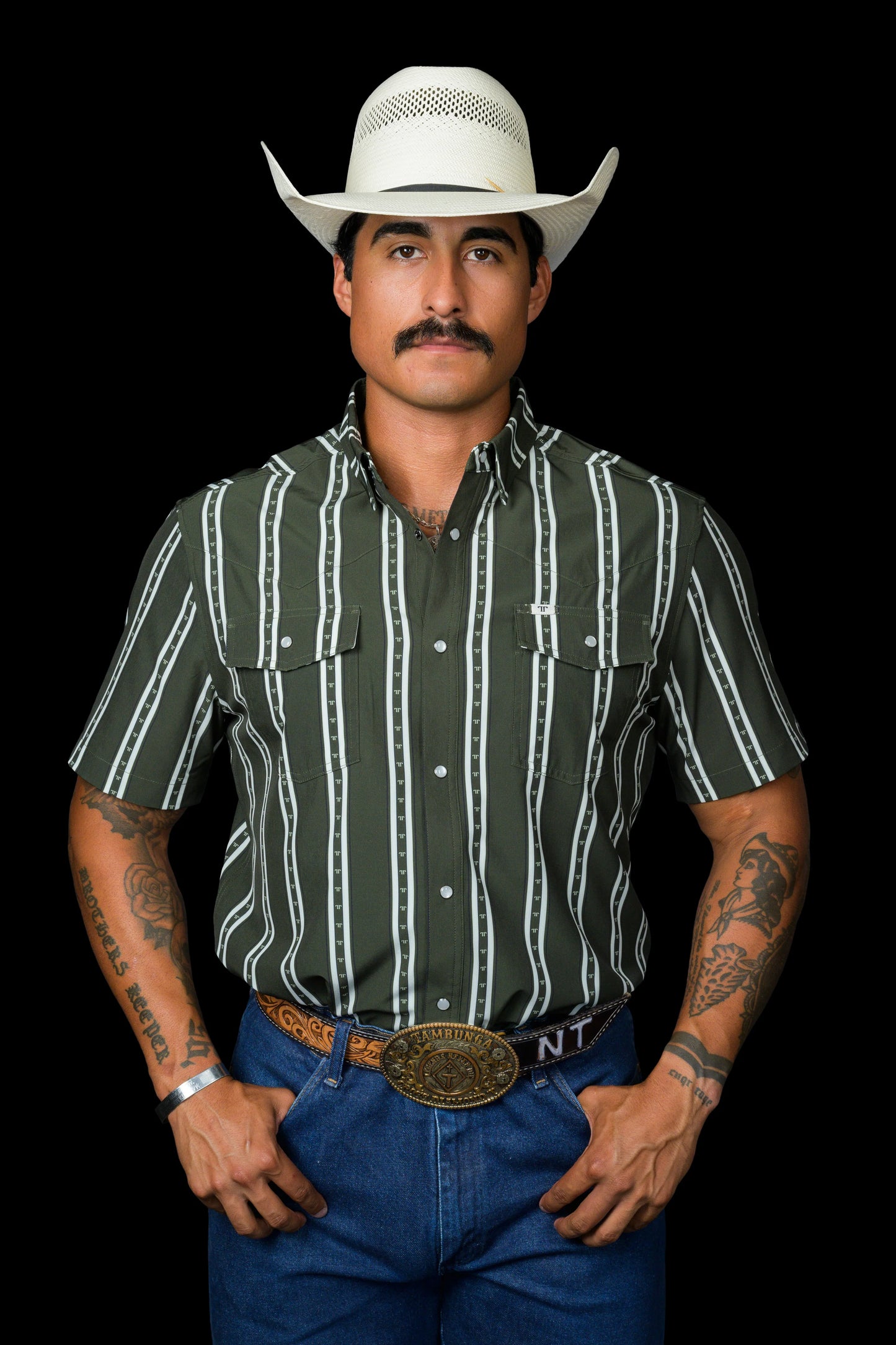 Ferrell The Tucker in Green - Short Sleeve Snap Shirt