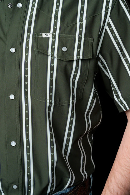 Ferrell The Tucker in Green - Short Sleeve Snap Shirt