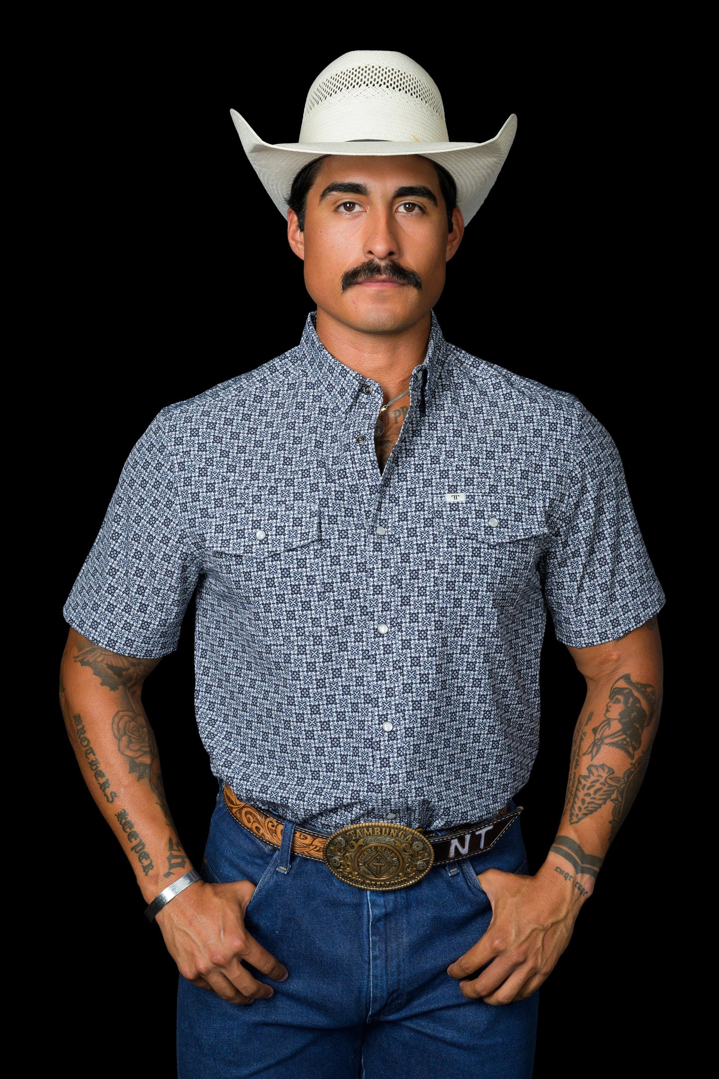 Ferrell The Colton in Blue - Short Sleeve Snap Shirt