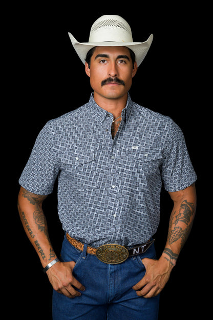 Ferrell The Colton in Blue - Short Sleeve Snap Shirt