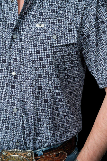 Ferrell The Colton in Blue - Short Sleeve Snap Shirt
