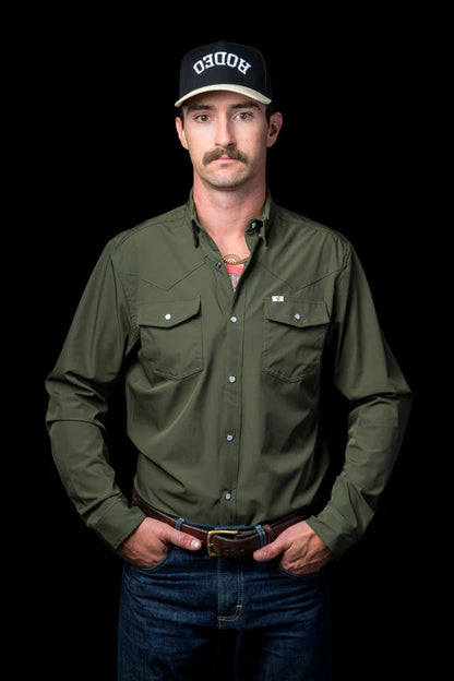 Ferrell CORE - Olive Green Long Sleeve Snap Shirt