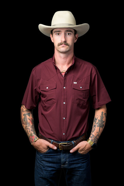Ferrell CORE - Maroon Short Sleeve Snap Shirt