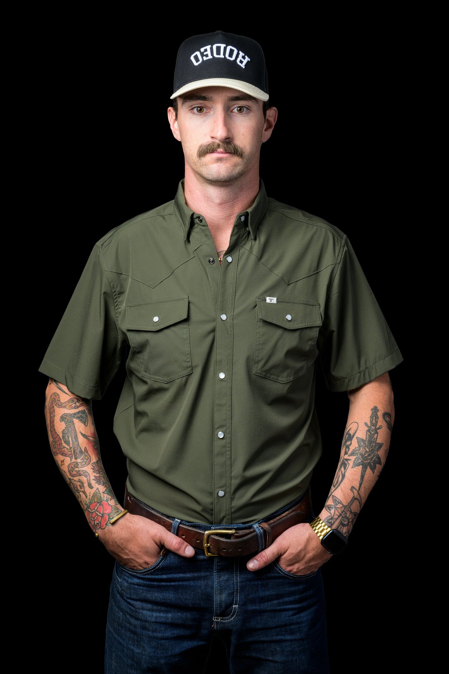 Ferrell CORE - Olive Green Short Sleeve Snap Shirt