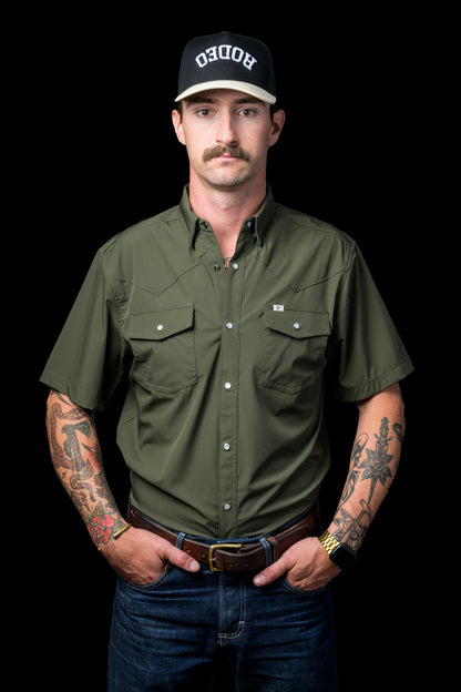 Ferrell CORE - Olive Green Short Sleeve Snap Shirt