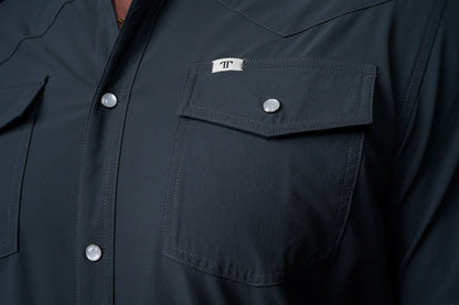 Ferrell Core- Grey Short Sleeve Snap Shirt