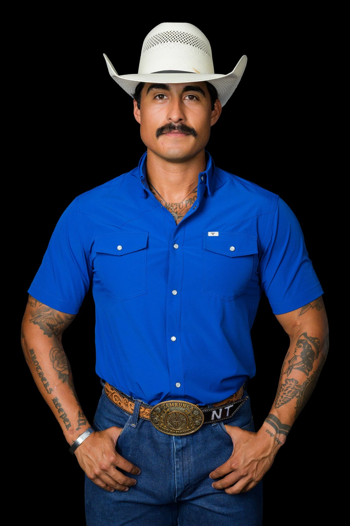 Ferrell CORE - Cobalt Blue Short Sleeve Pearl Snap Shirt