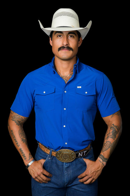 Ferrell CORE - Cobalt Blue Short Sleeve Pearl Snap Shirt