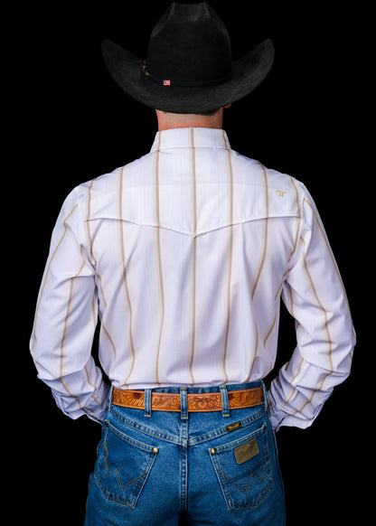 Ferrell The Tristan Long Sleeve Pearl Snap Shirt in Cream