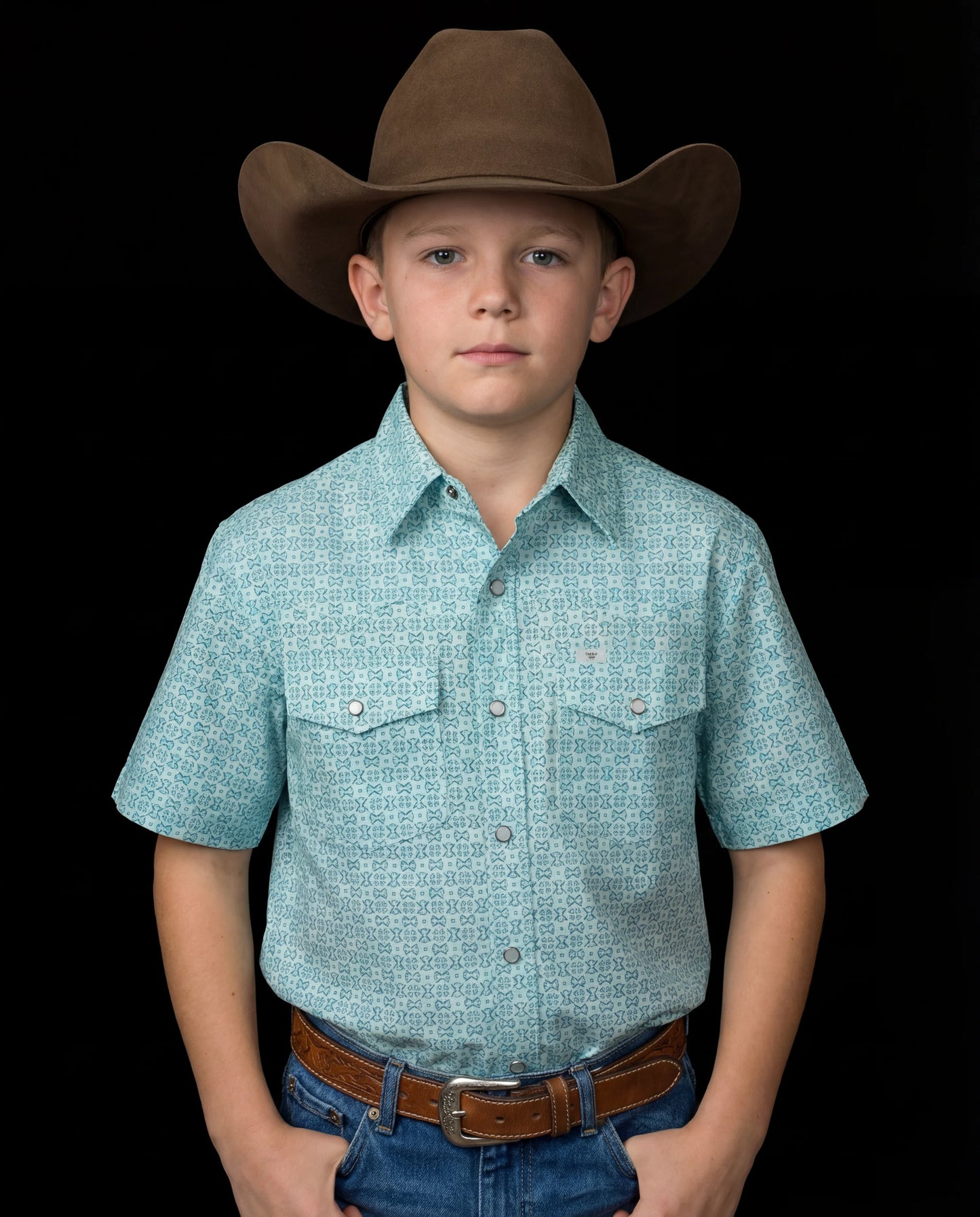 Ferrell Kid's Pierce Short Sleeve Pearl Snap Shirt