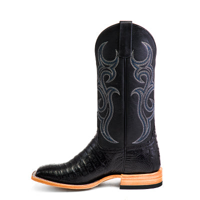 AB Top Hand Collection Black Caiman Belly Boots