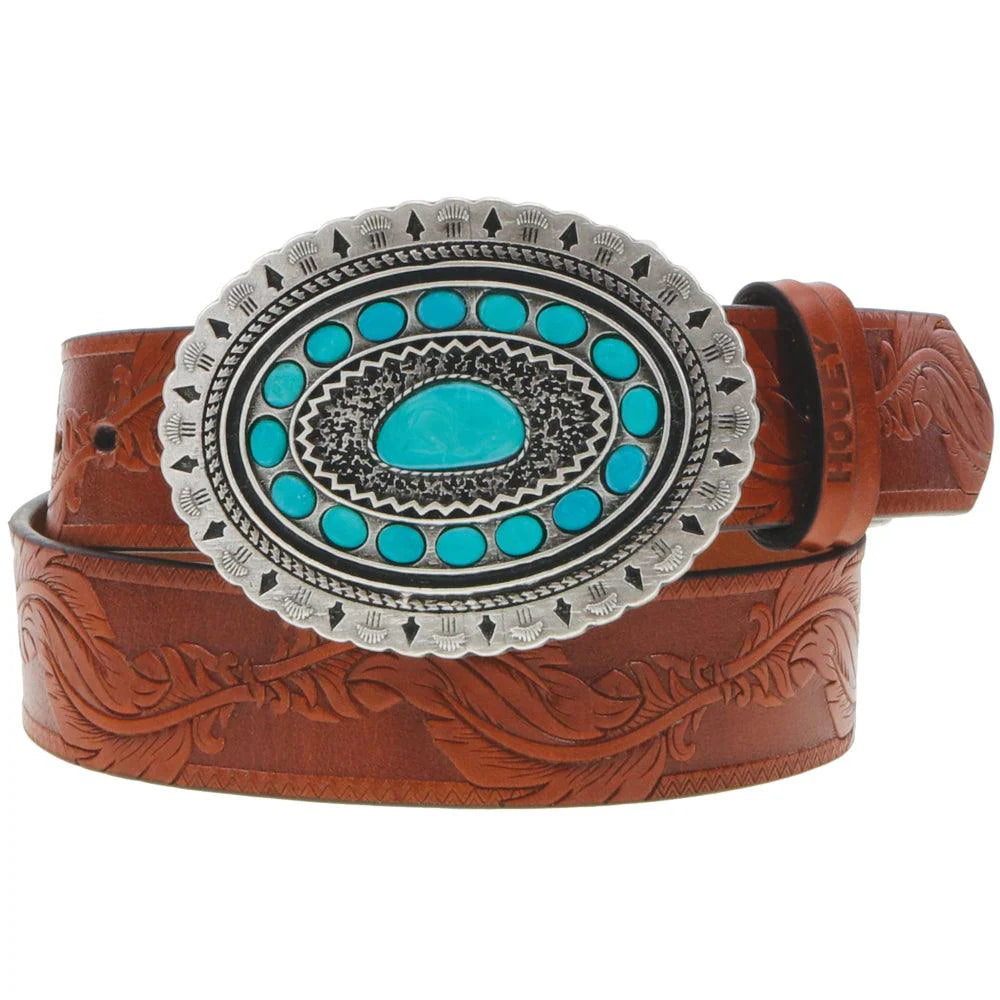 Hooey "Sioux" Ladies Belt w/Turquoise Rodeo Buckle