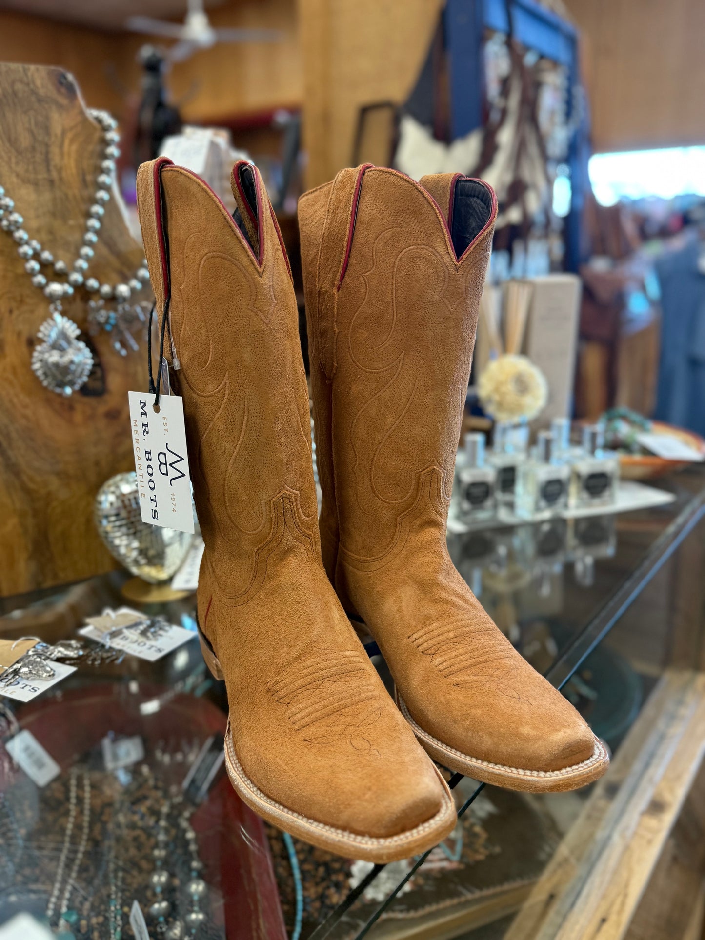 Resistol Cognac Roughout Boots