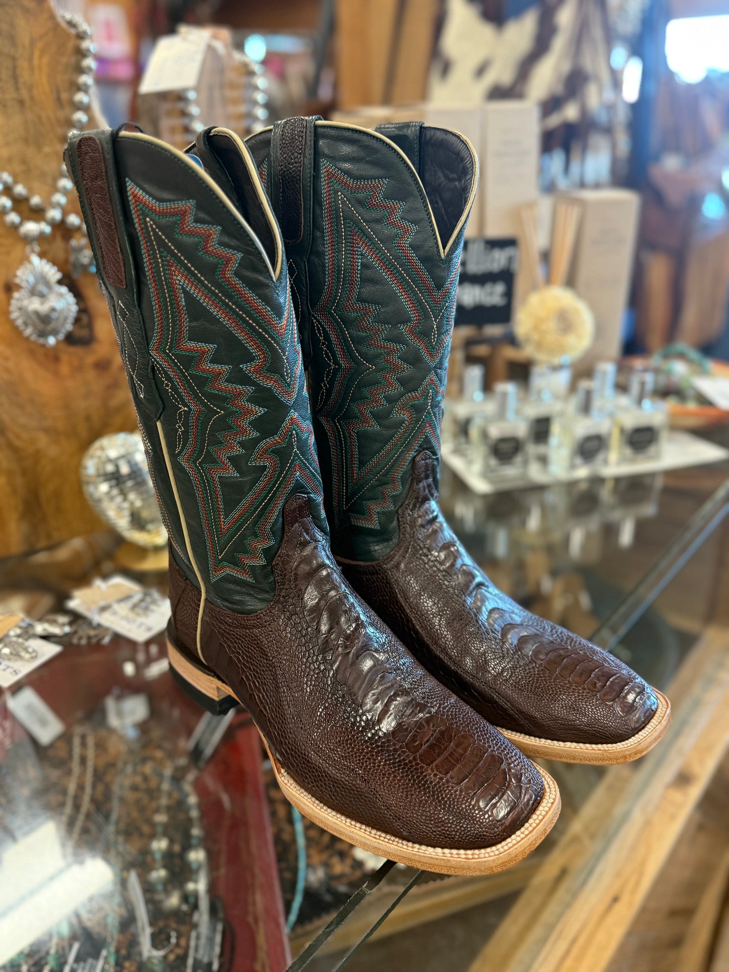 Resistol Chocolate Ostrich Leg Boots