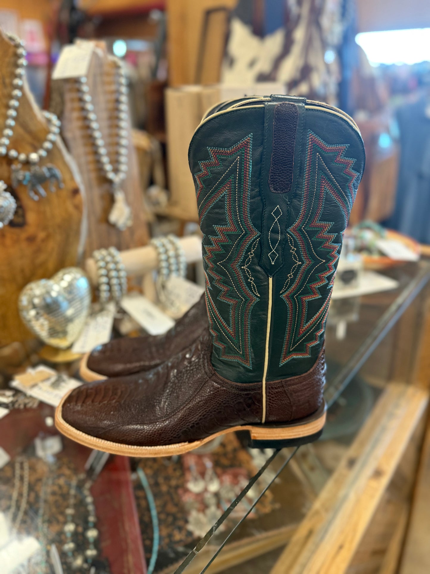 Resistol Chocolate Ostrich Leg Boots