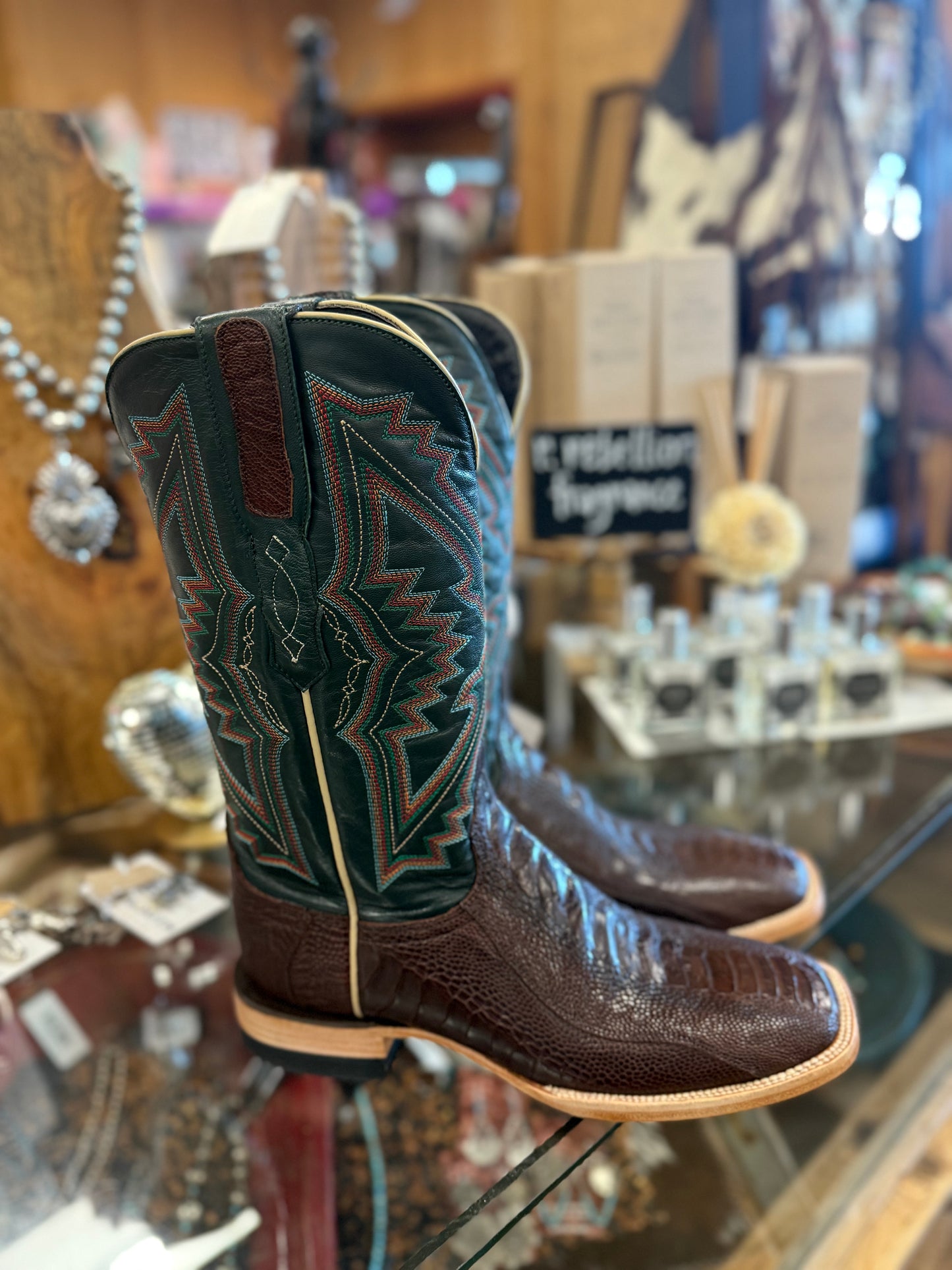 Resistol Chocolate Ostrich Leg Boots