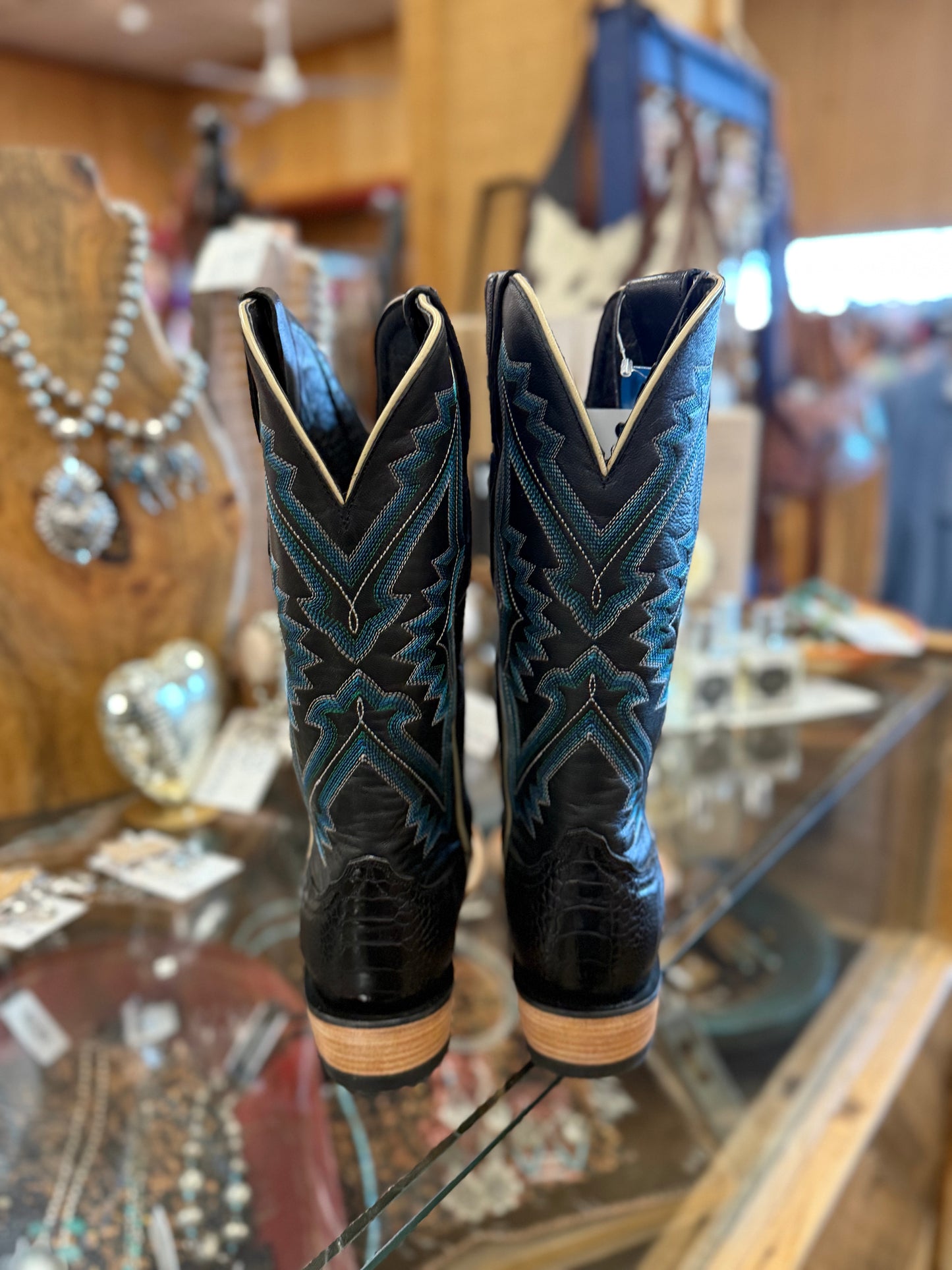 Resistol Black Ostrich Leg Boots