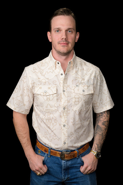 Ferrell The Carson - Beige Short Sleeve Snap Shirt