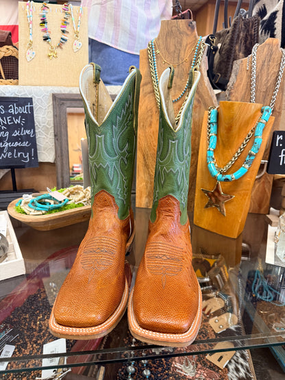 Fenoglio Cognac Belly Ostrich Olive Green Boots