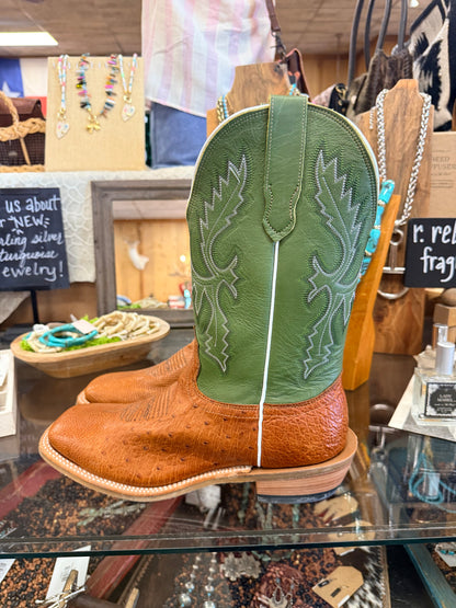 Fenoglio Cognac Belly Ostrich Olive Green Boots