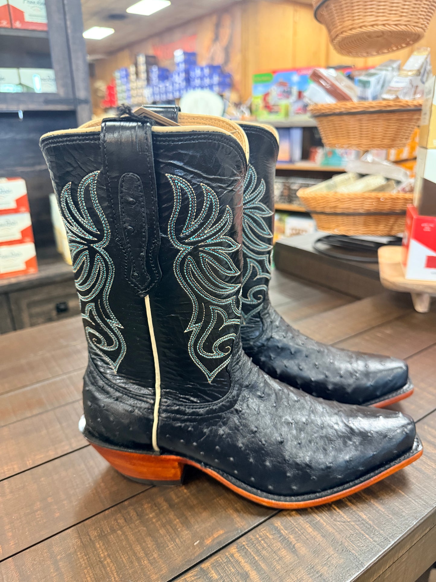Fenoglio Women's Black Ostrich Boots