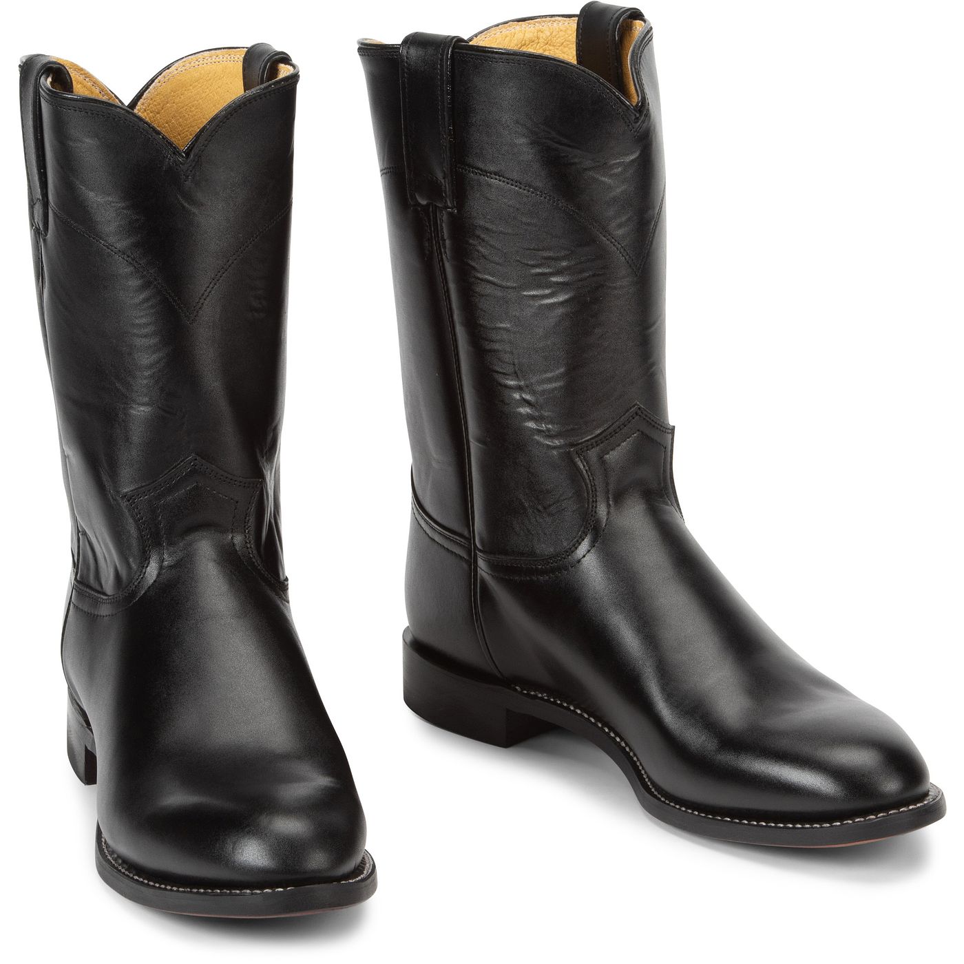 Justin Boots Black Cowhide Jackson 10" Roper Boots