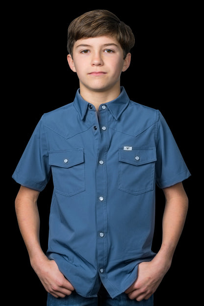 Ferrell CORE - Kid's Blue Short Sleeve Snap Shirt