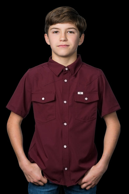 Ferrell CORE - Kid's Maroon Short Sleeve Snap Shirts
