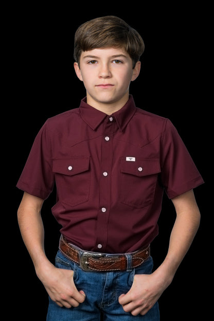 Ferrell CORE - Kid's Maroon Short Sleeve Snap Shirts