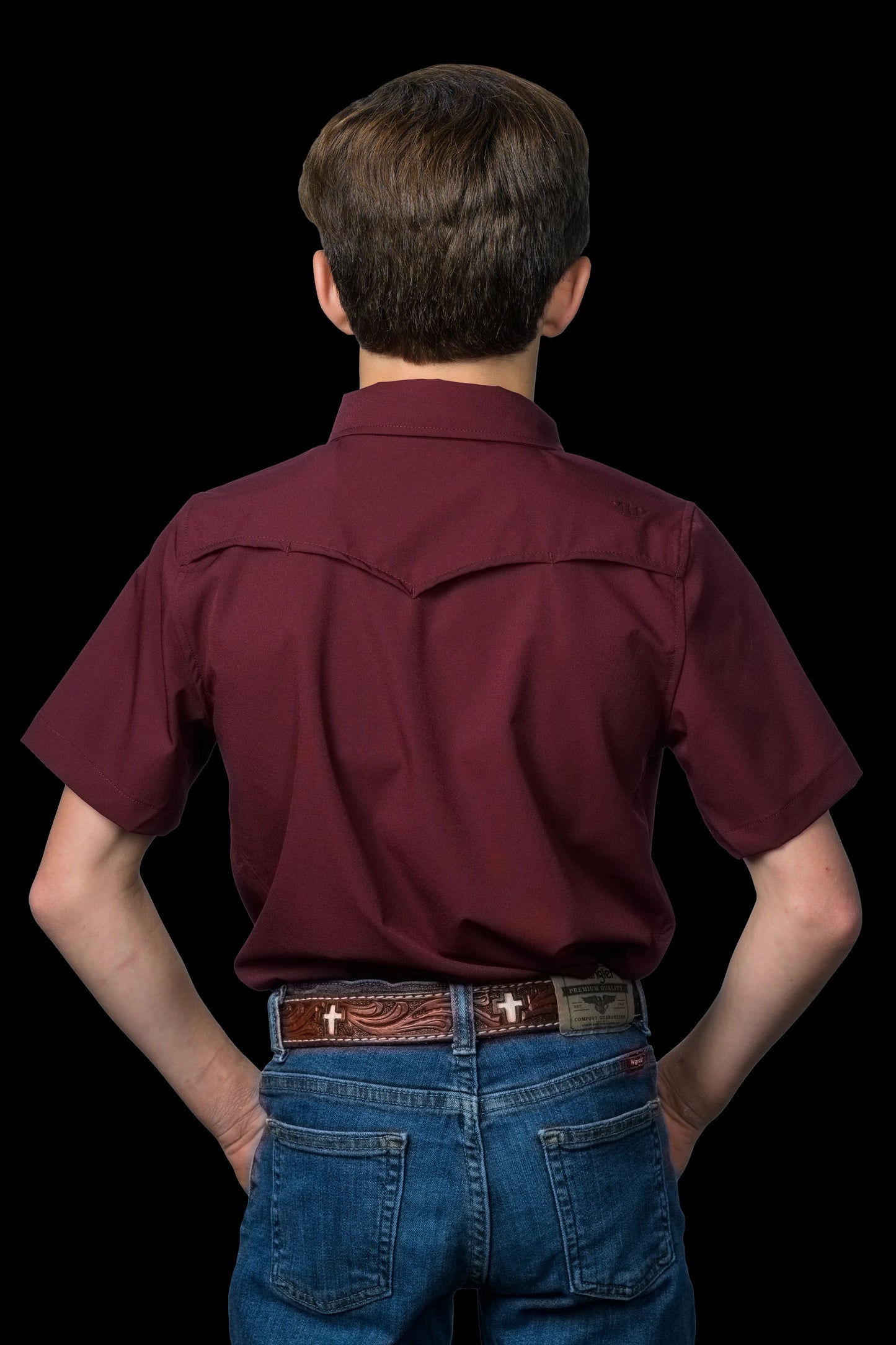 Ferrell CORE - Kid's Maroon Short Sleeve Snap Shirts